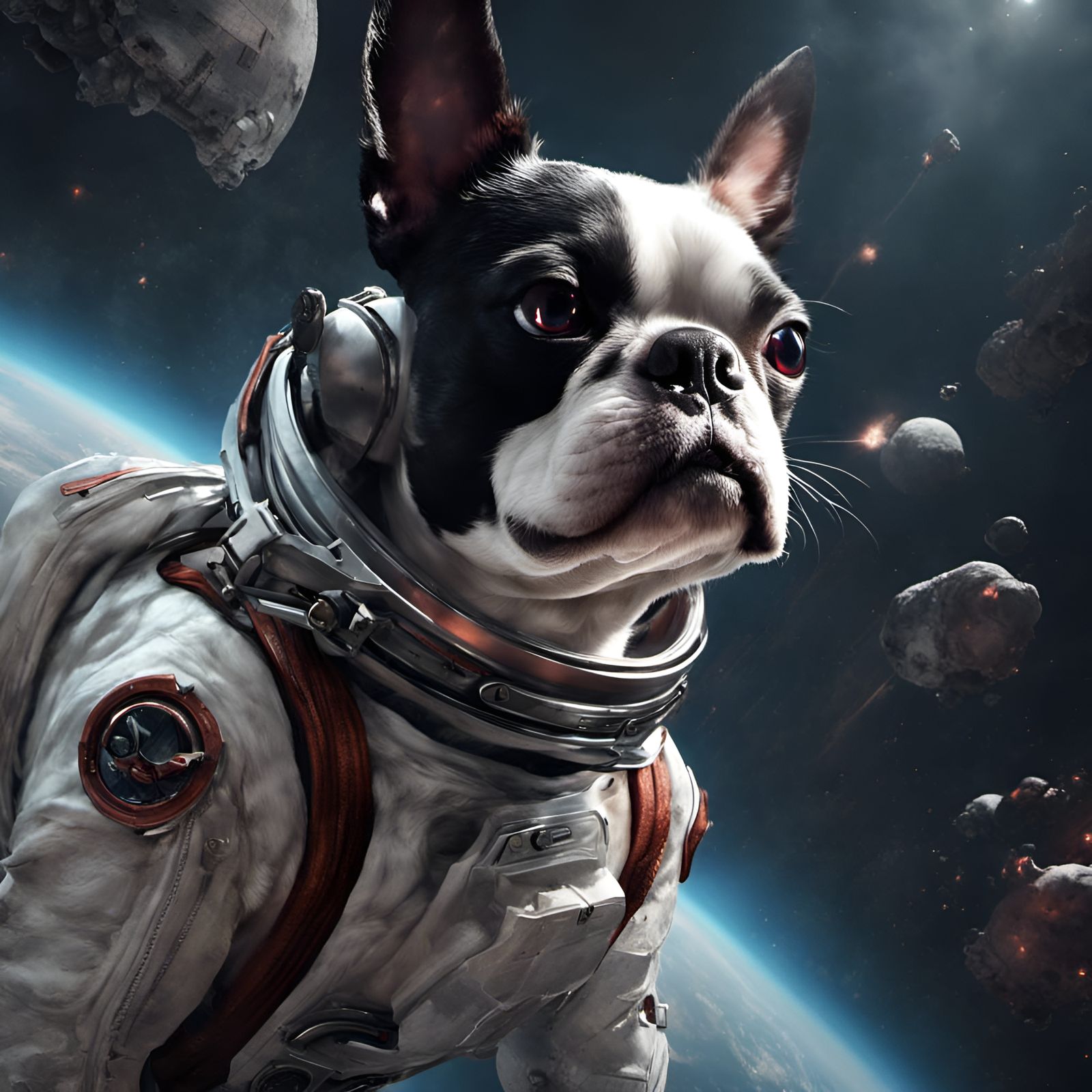 Boston Terrier in Space: A Digital Masterpiece