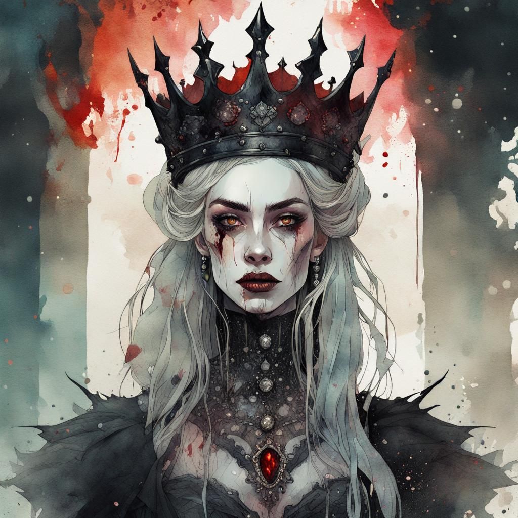 Regal Monster Queen in Watercolor Style