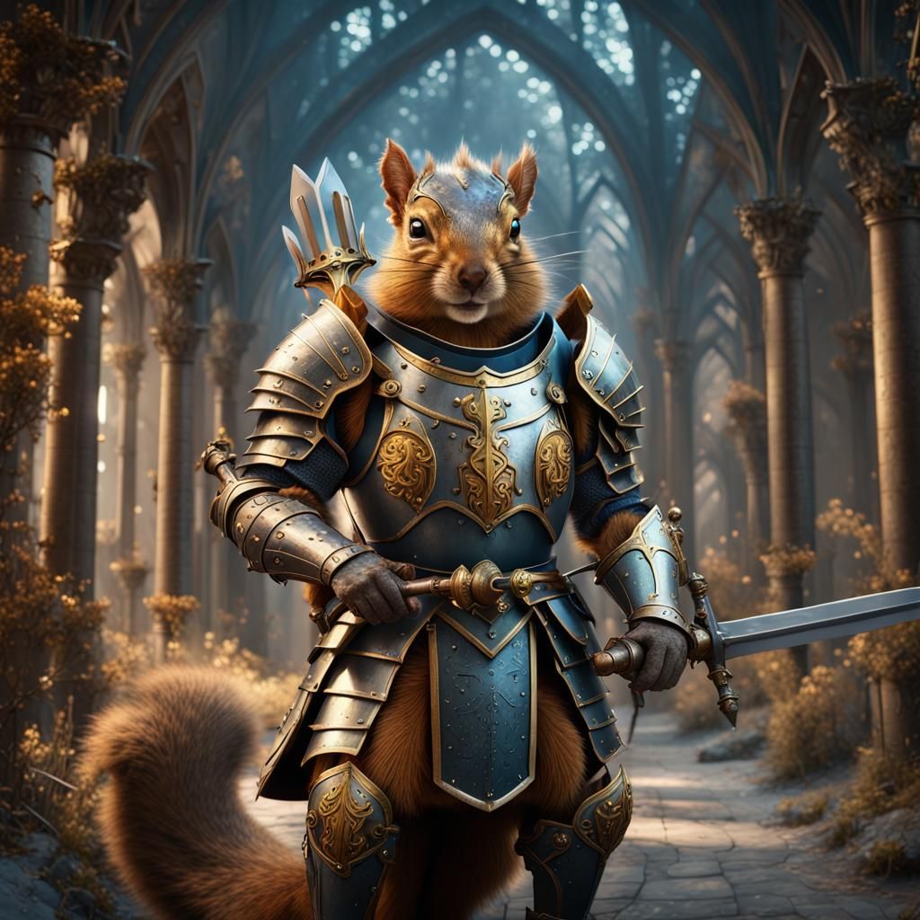 Medieval Squirrel Knight in Shining Armor