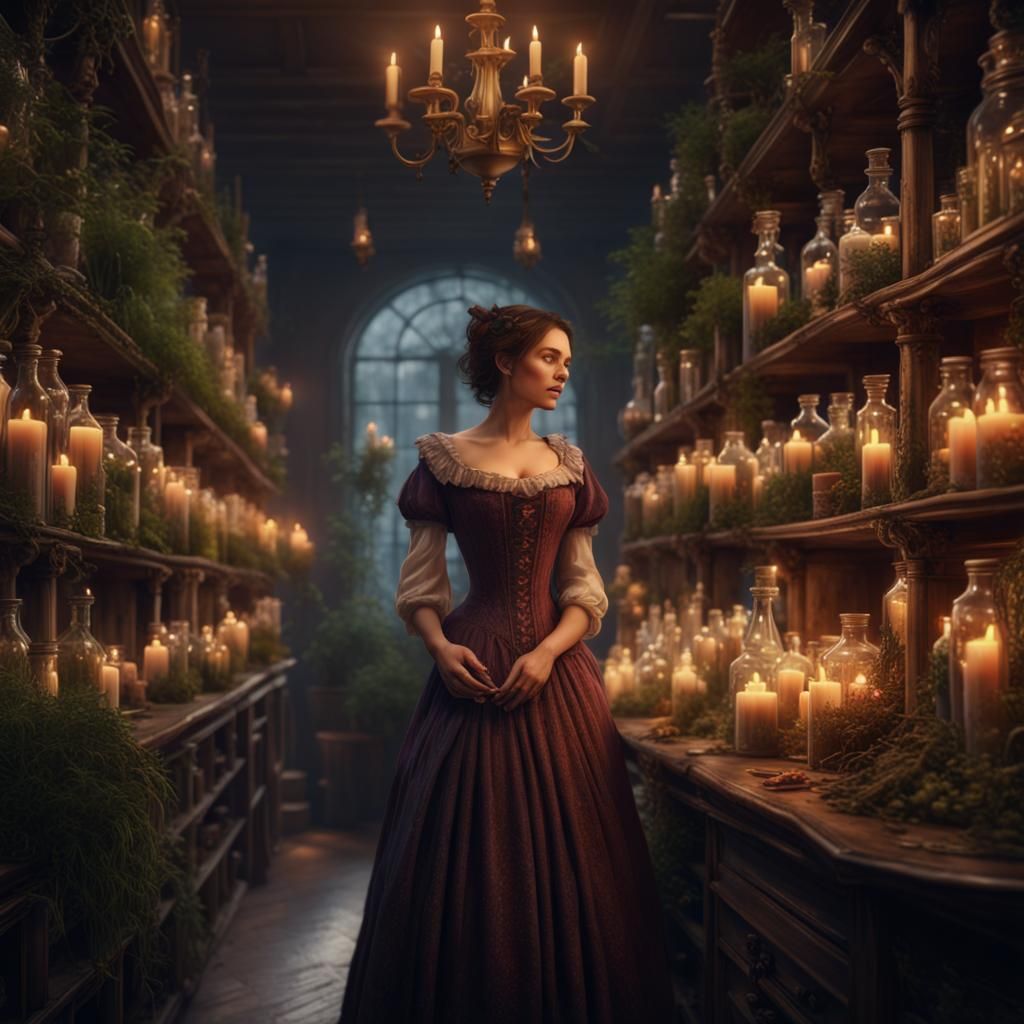 Victorian Apothecary Magic: A Whimsical Scene