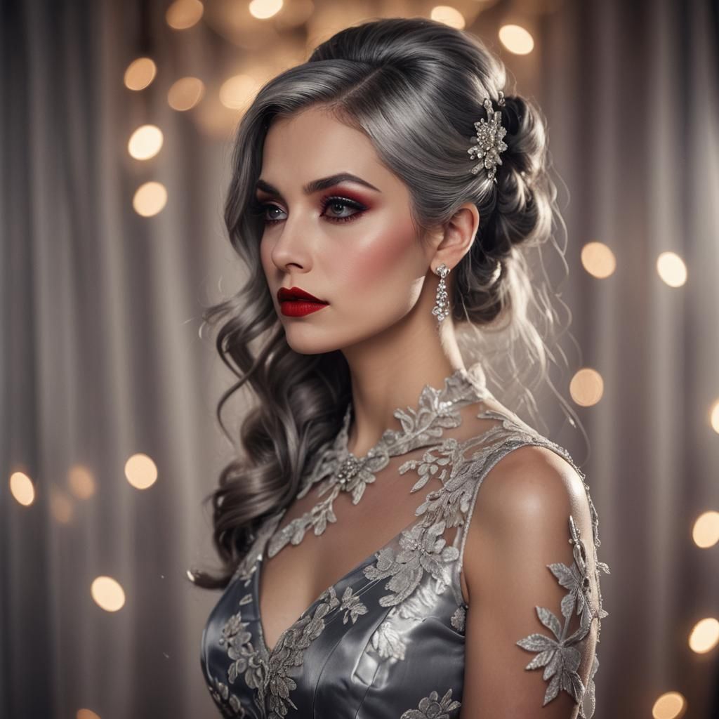 Glamorous Woman in Lace Gown: Fashion Photography