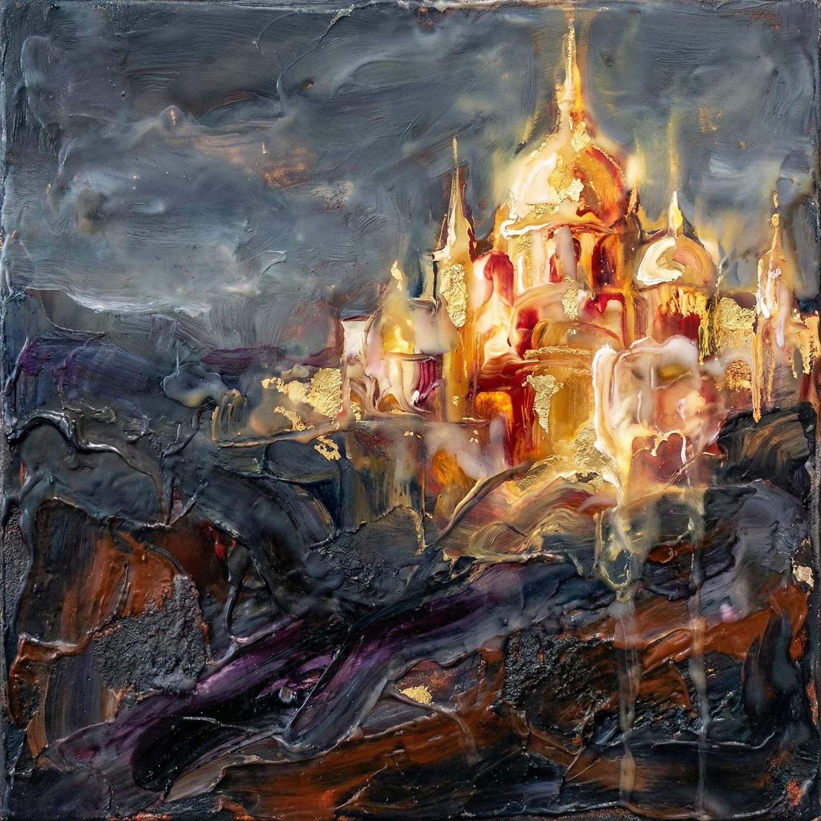 Radiant Citadel in Shadowed Landscape