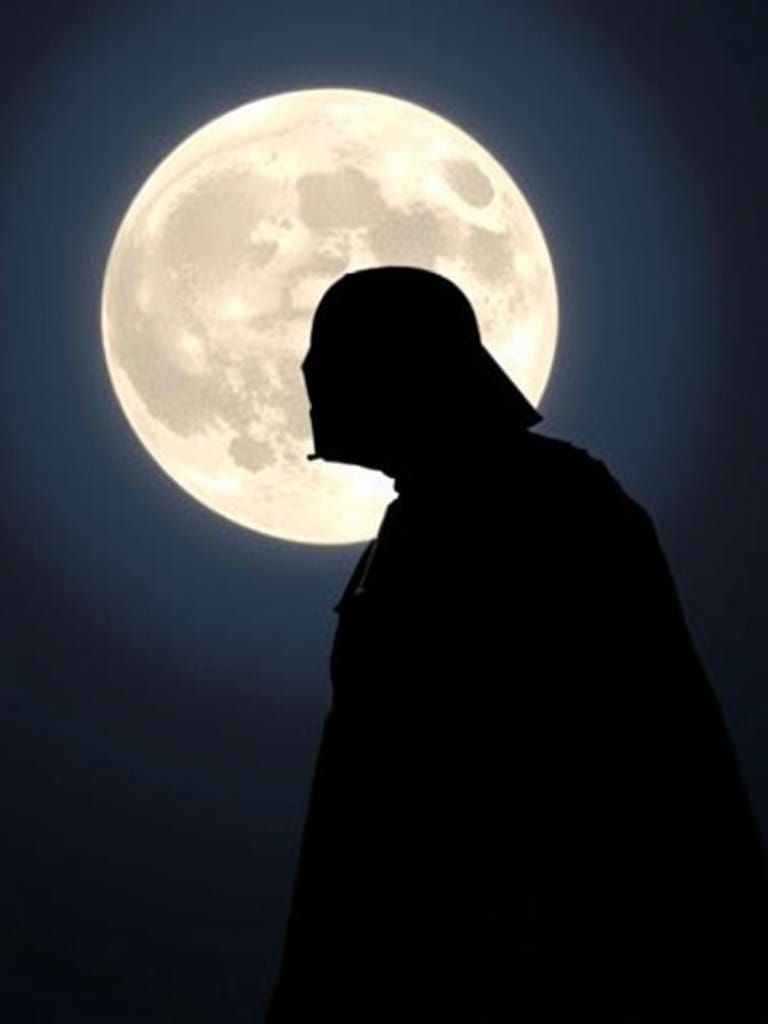 Darth Vader Silhouette Against Moon
