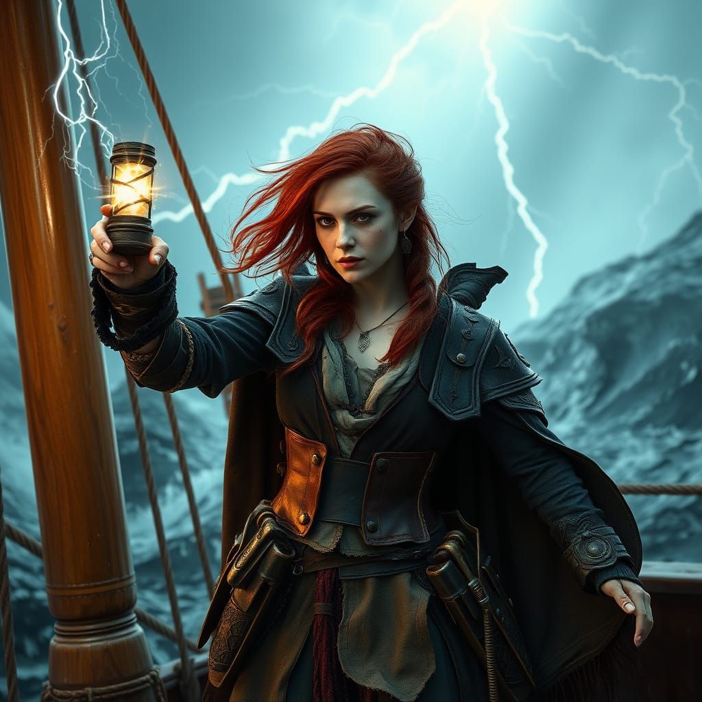 Stormy Pirate Wizard in Cinematic Style