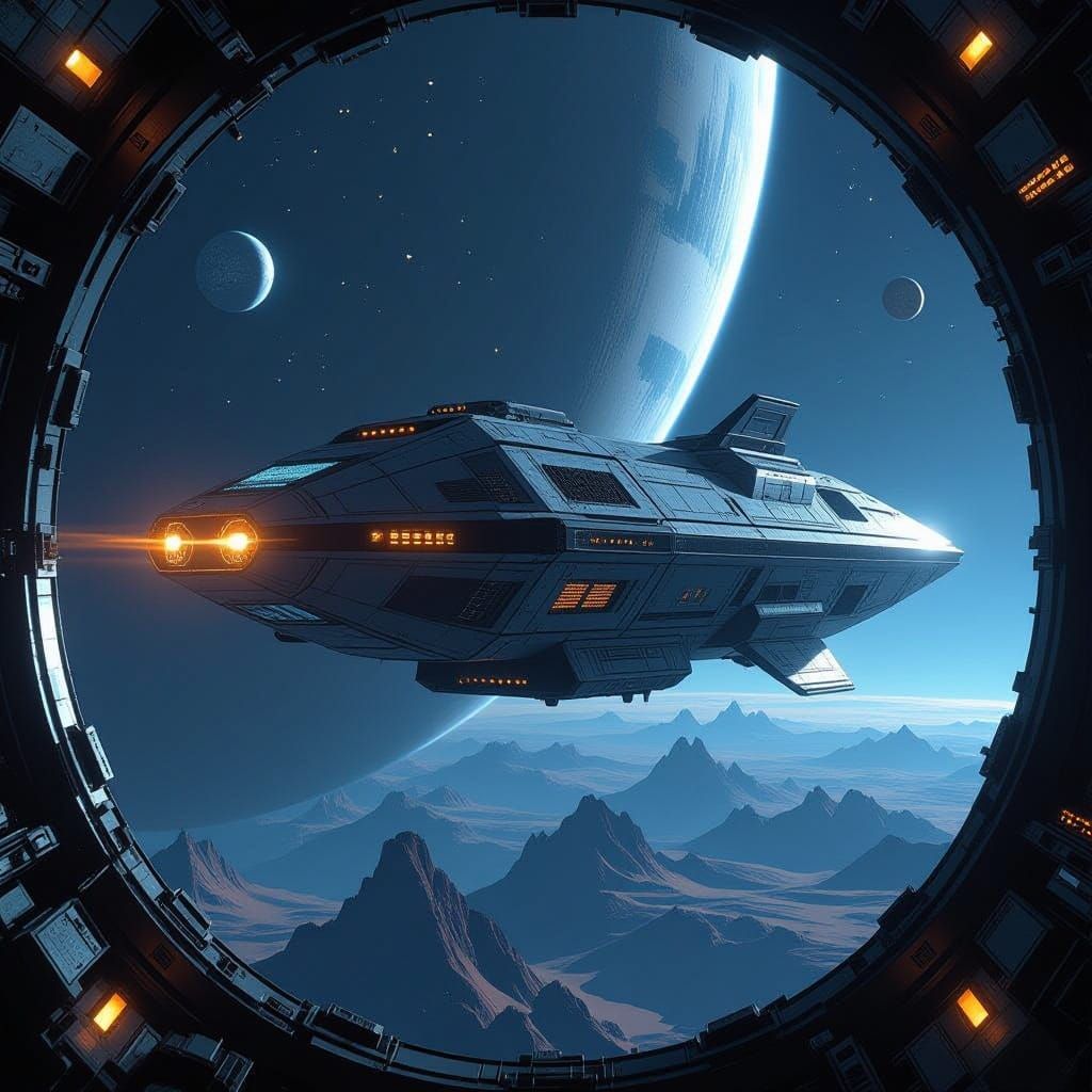 Futuristic Cargo Spacecraft in Solo Leveling and Blame Style