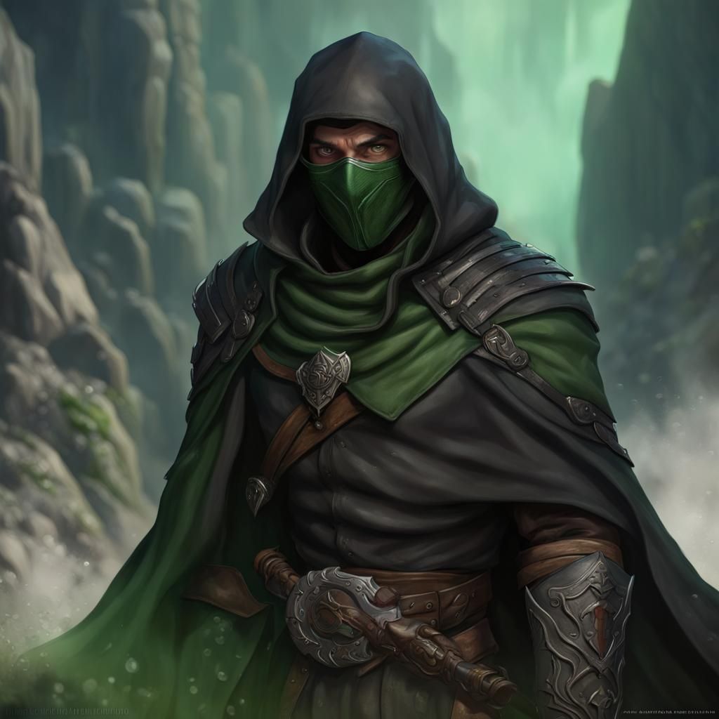D&D Human Rogue in Black Cloak