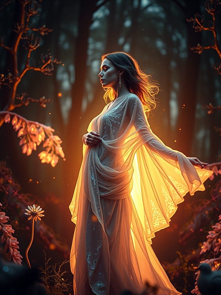 Regal Woman in Mystical Forest