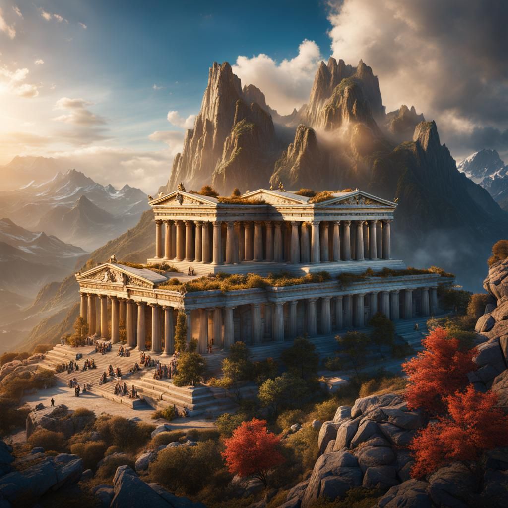 Mount Olympus Gods in Detailed Matte Painting