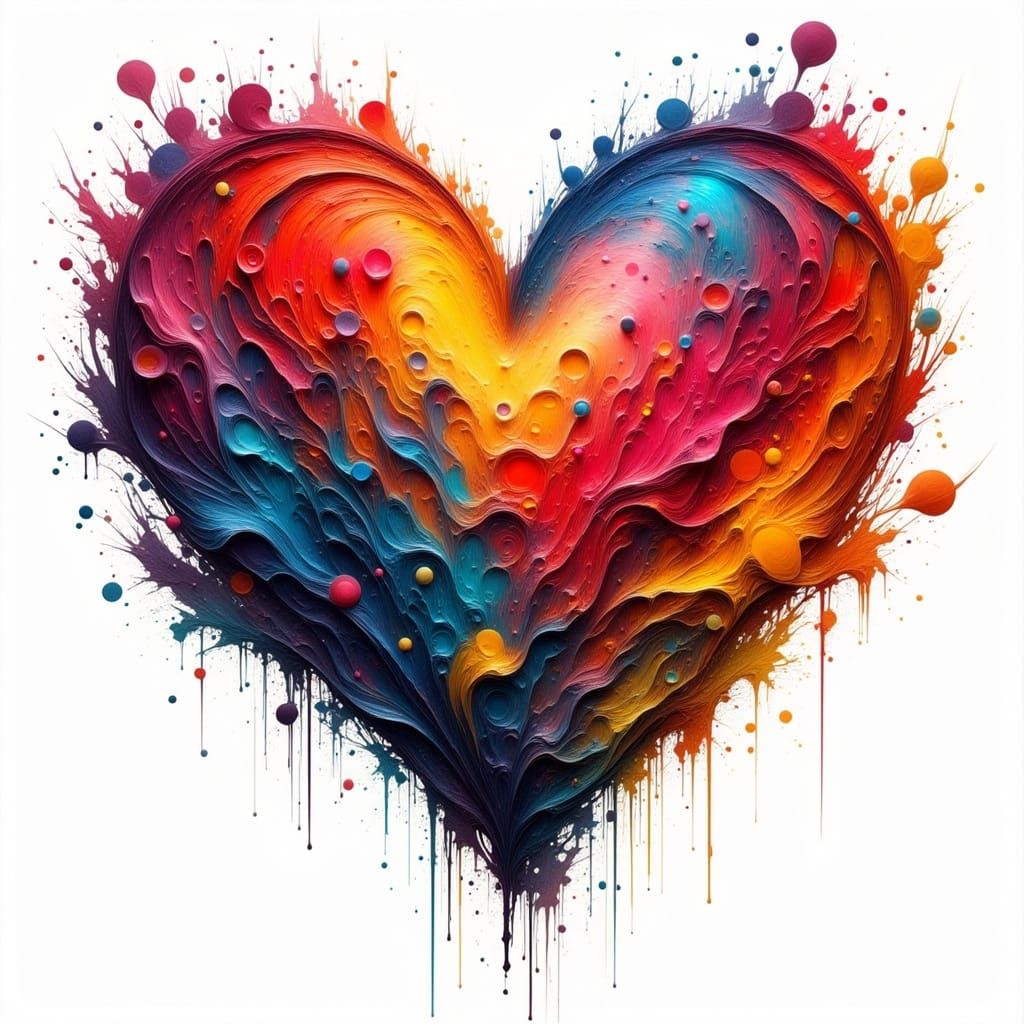 Vibrant Abstract Heart in Digital Painting Style