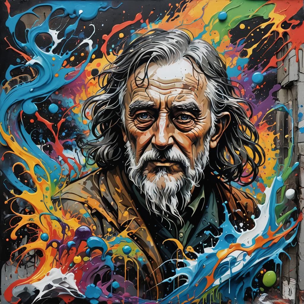 Colorful Graffiti Art with Oil Gouache Textures