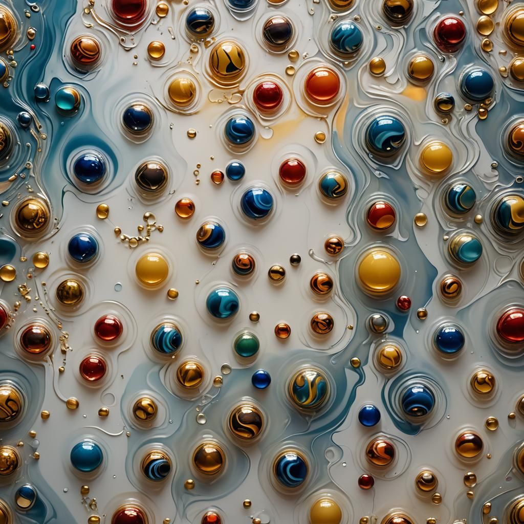 Mesmerizing Wax Art with Marbles on Rippling Water