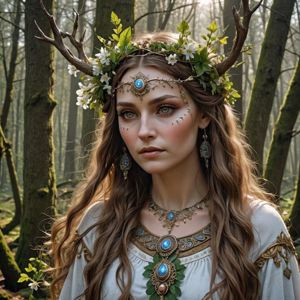Ostara: Germanic Goddess of Spring in Forest Ritual