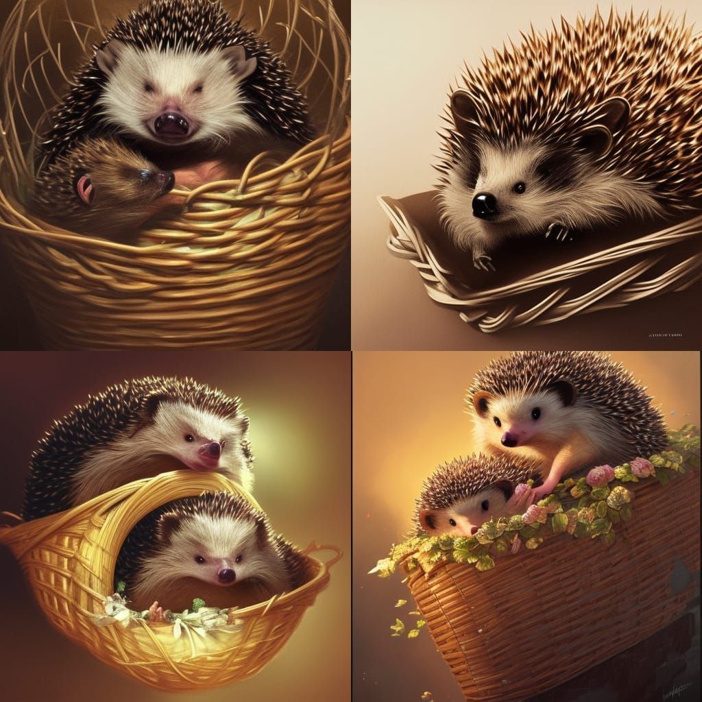 Sleeping Hedgehogs: Hyperdetailed Digital Art