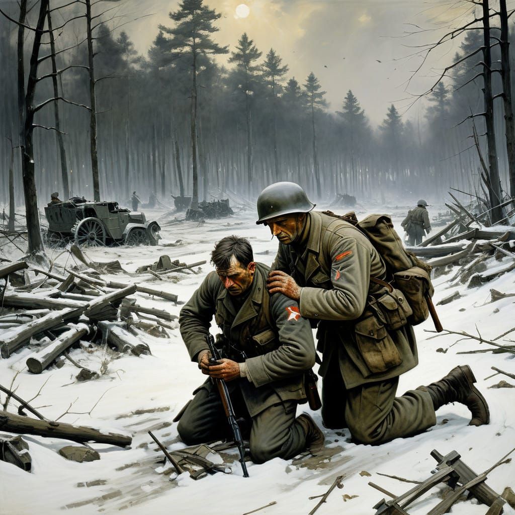WWII Medic in Wartime Ardennes Forest