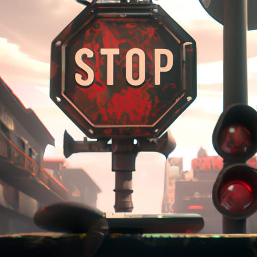 Detailed Matte Painting of a Stop Traffic Signal