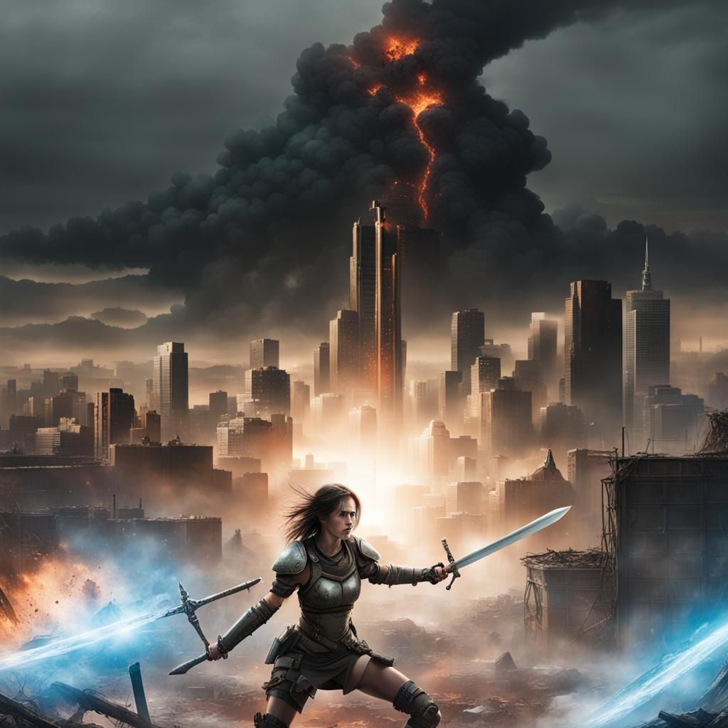 Post-Apocalyptic Warrior Woman in Portland Ruins