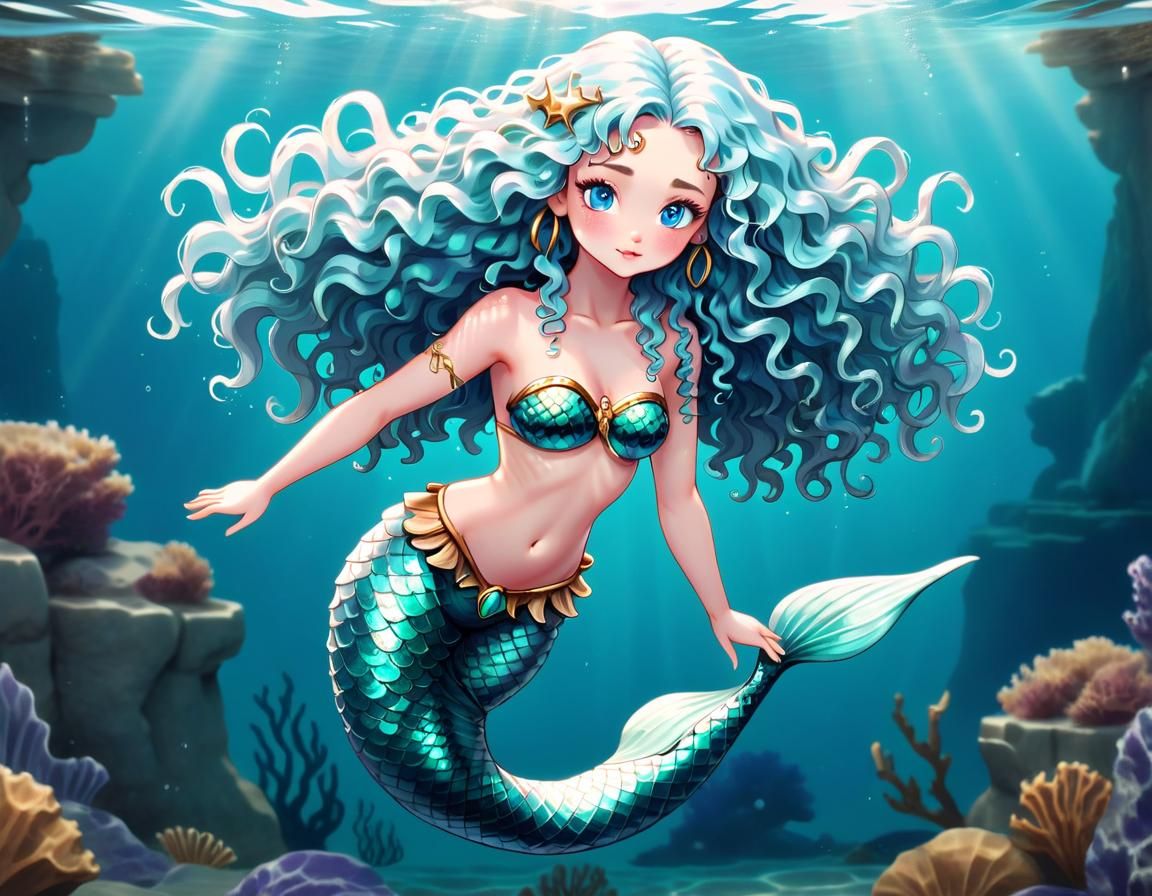Beautiful Mermaid in Ancient Greece Style Underwater