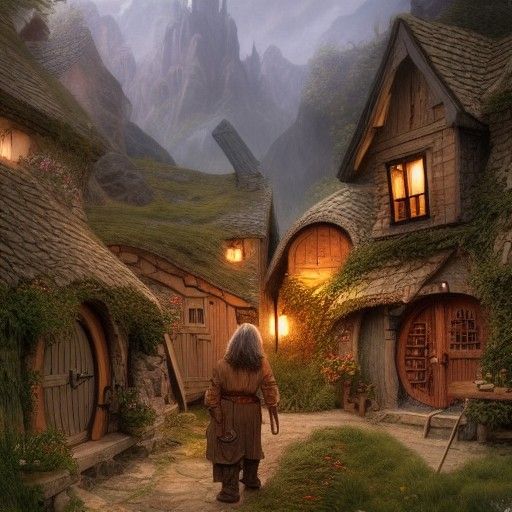 Quaint Hobbit Village in Fantasy Style
