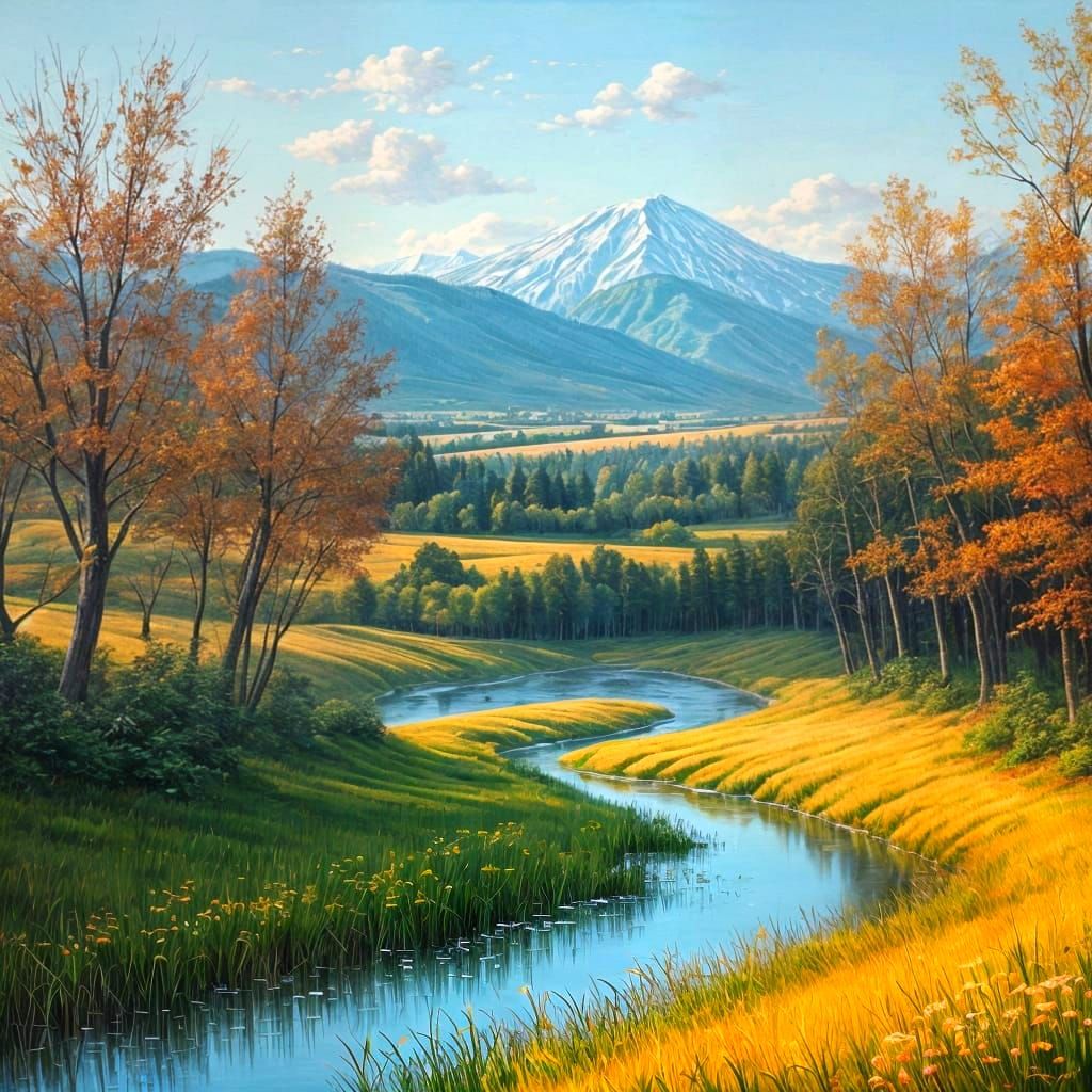 Landscape Painting with Masterful Brushstrokes