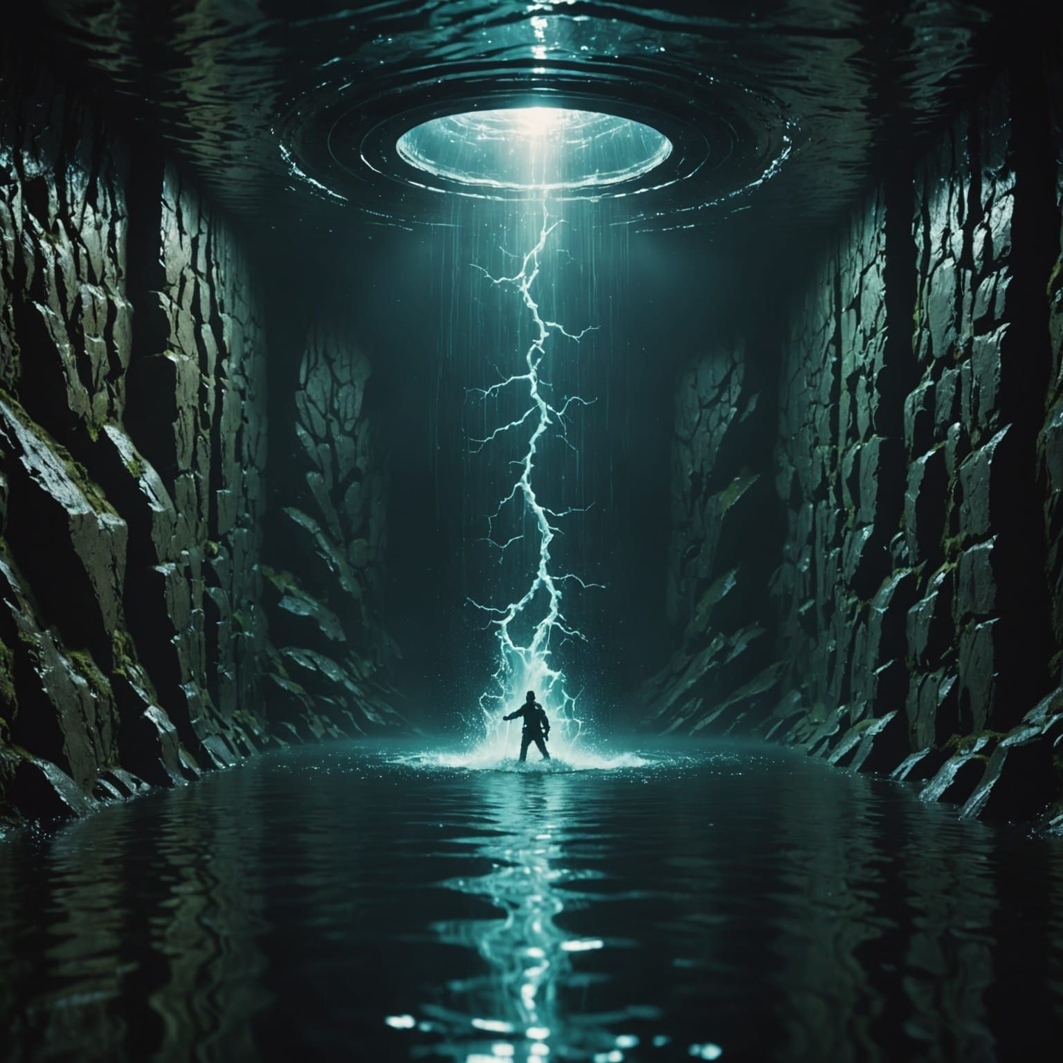 Interdimensional Portal Through Water: Cinematic Film Still