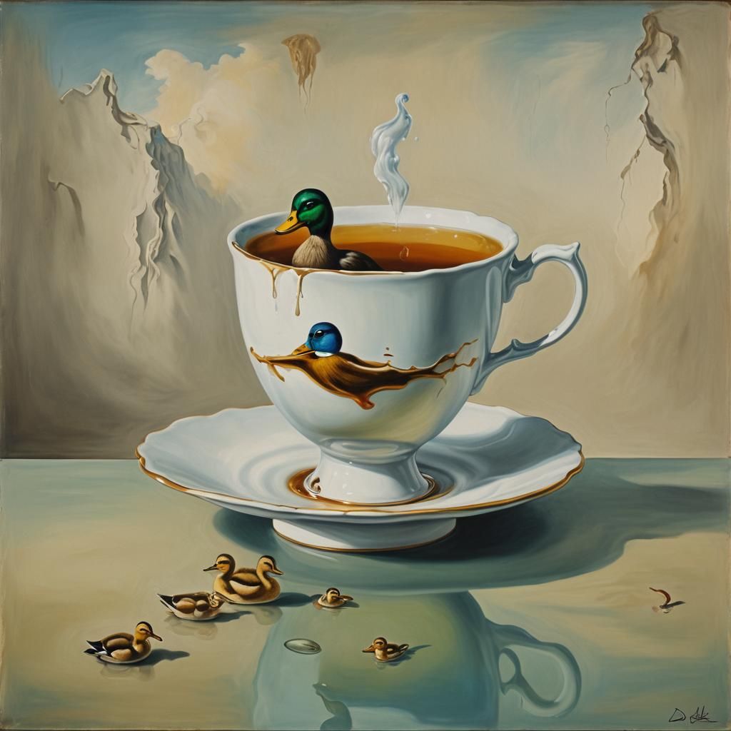 Surreal Duck Swims in Giant Teacup