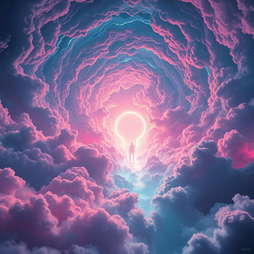 Futuristic Pucetooth Portal in Swirling Cloudscape