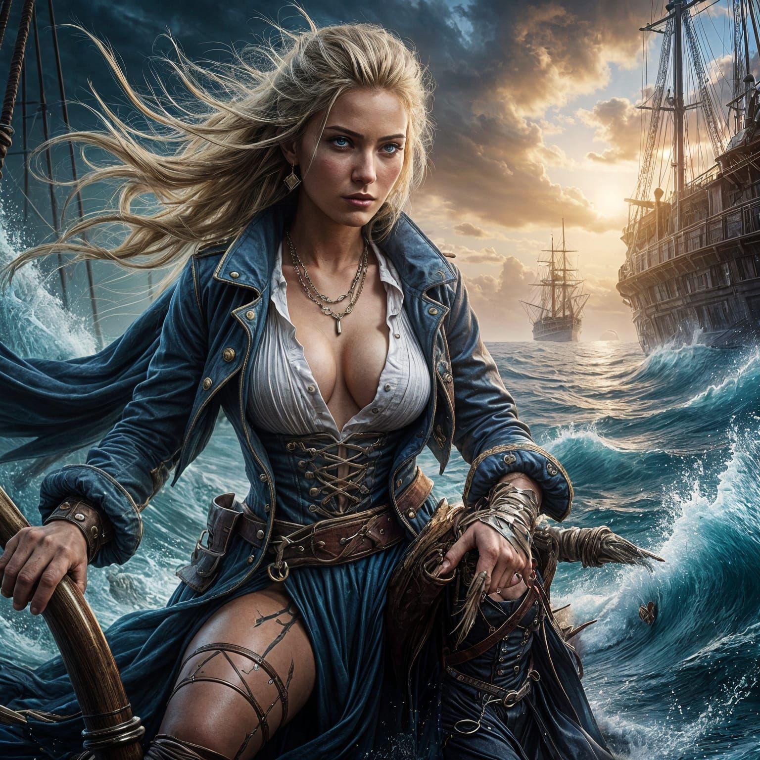 Pirate Captain Navigates Stormy Seas