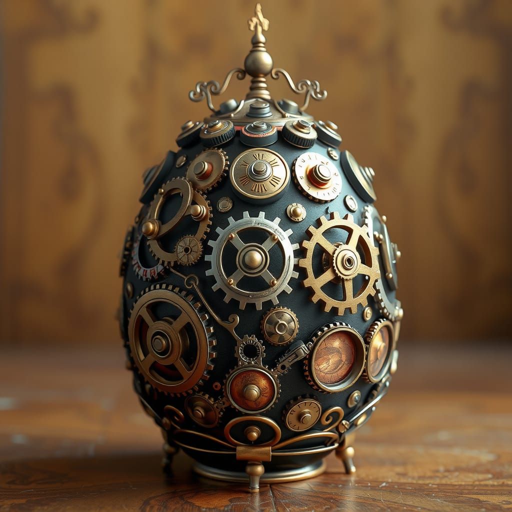 Steampunk Easter Egg in Intricate Brass and Copper