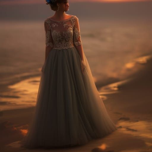 Futuristic Ballgown with Intricate Mech Details in Sci-Fi St...