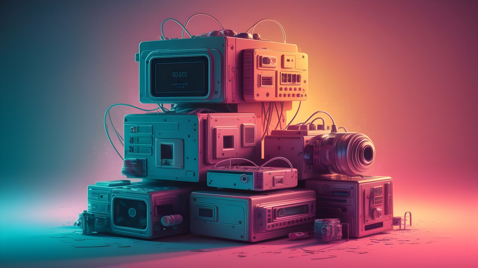 Cyberpunk Silhouettes in Vibrant Hues