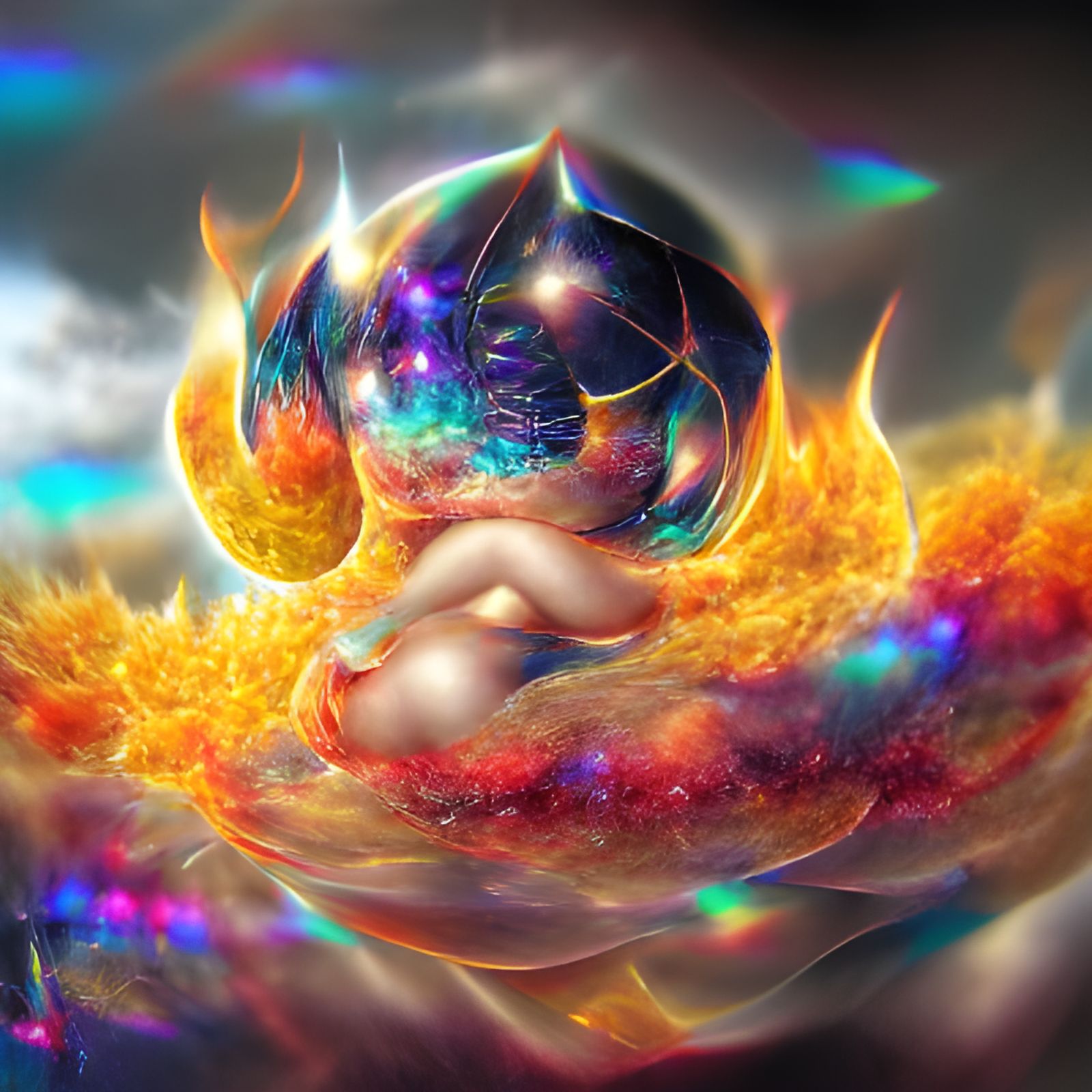 Holographic Cosmic Sphere of Fire Illustration