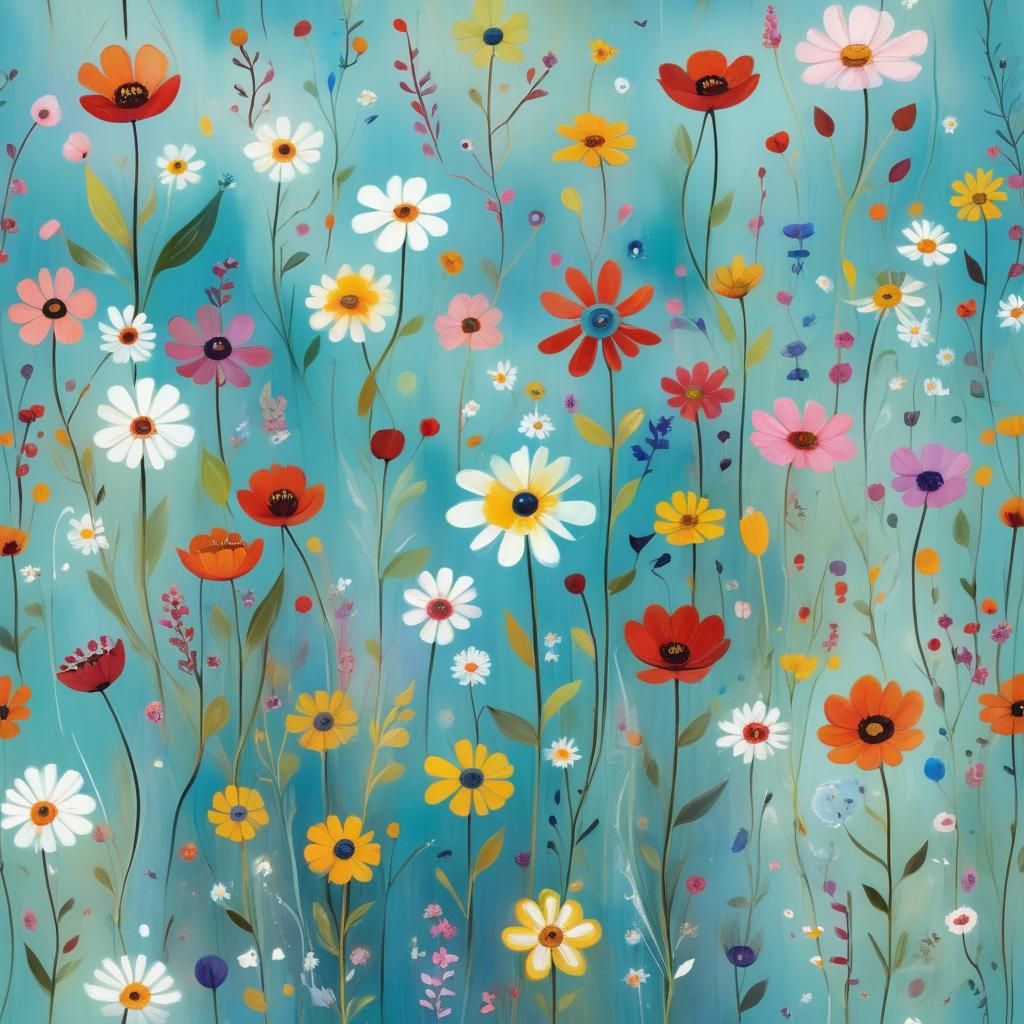 Whimsical Wildflowers as Watercolor Illustration