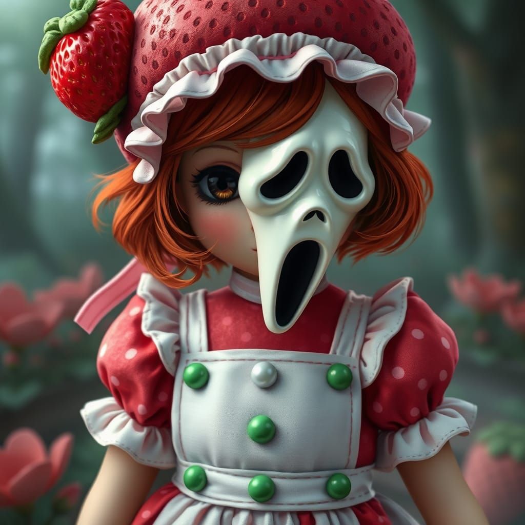 Strawberry Shortcake Ghostface in Ethereal Style