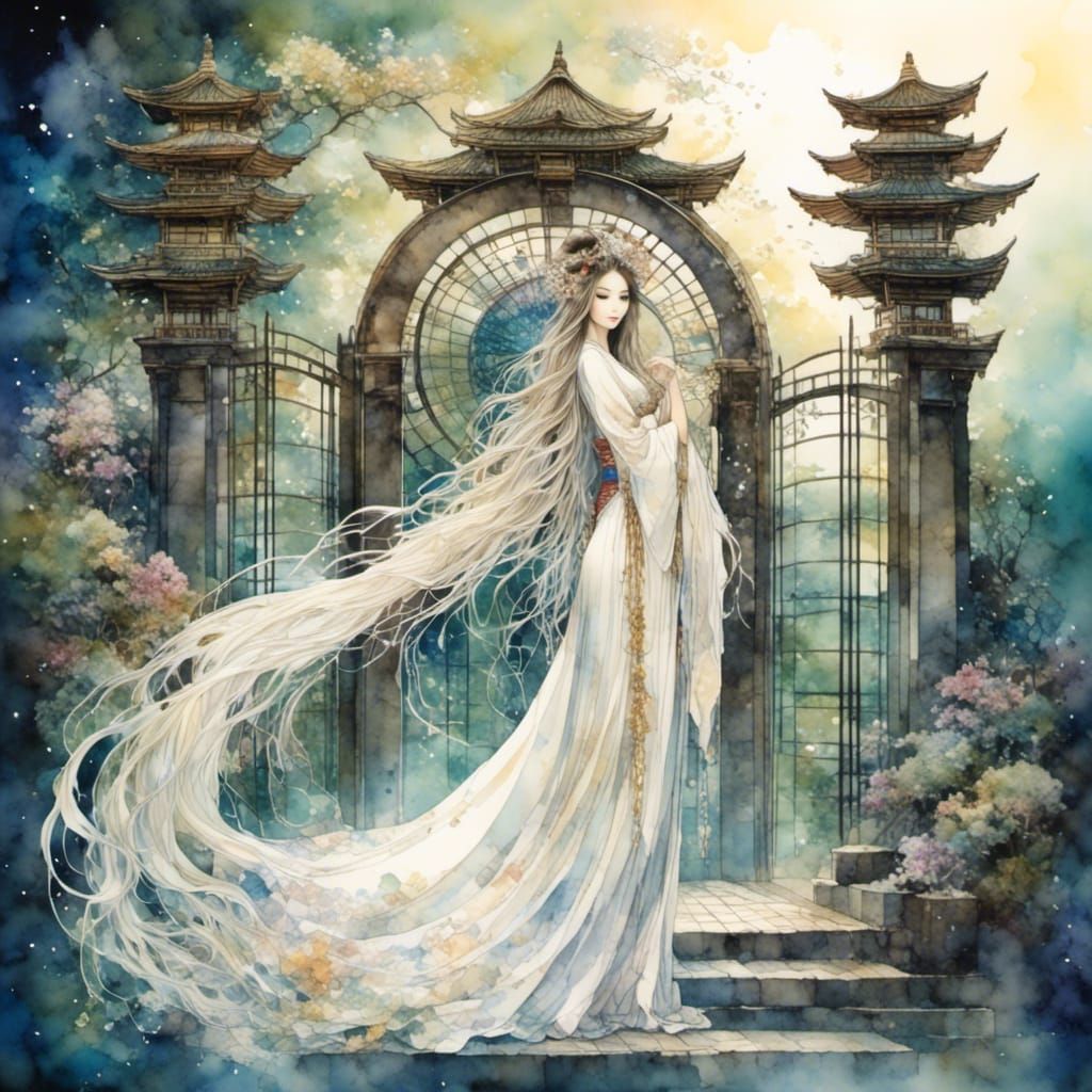 Ethereal Geisha at Magical Gate
