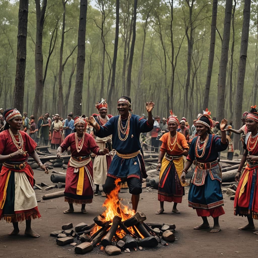 Kundalini Dance in Traditional Outfits by Campfire