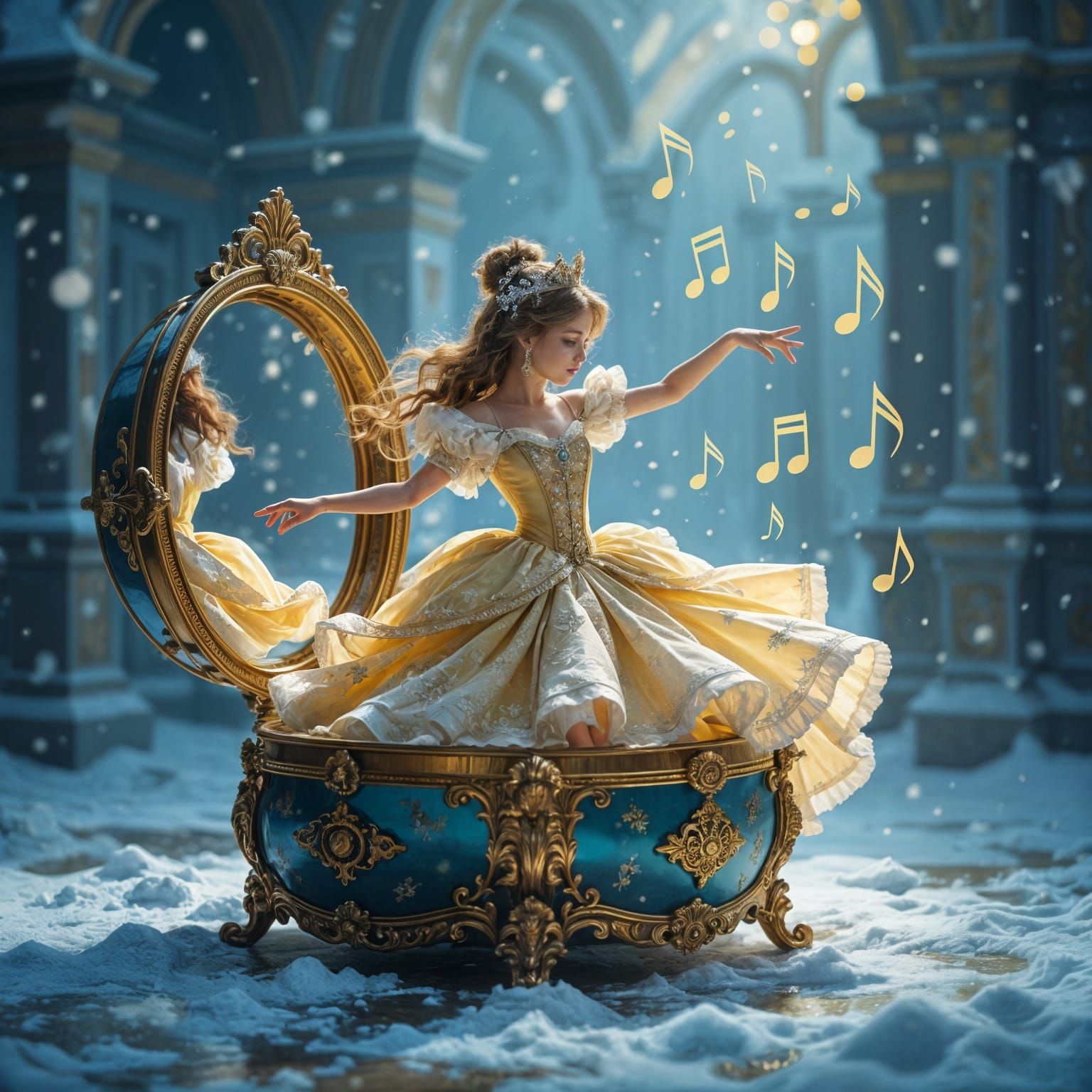 Magical Princess Dancing from Music Box in Fantasy Art