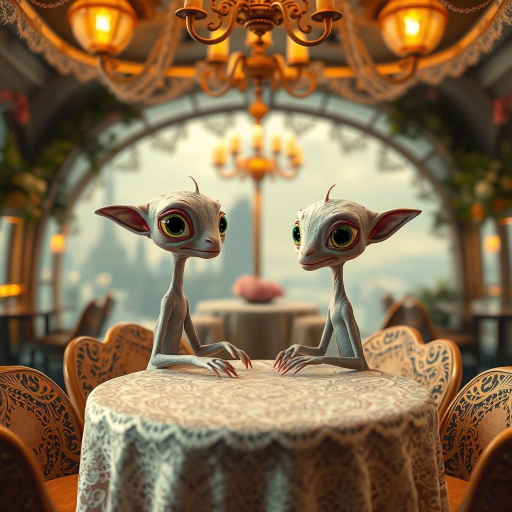 Whimsical Creatures Dine in Dreamlike Restaurant