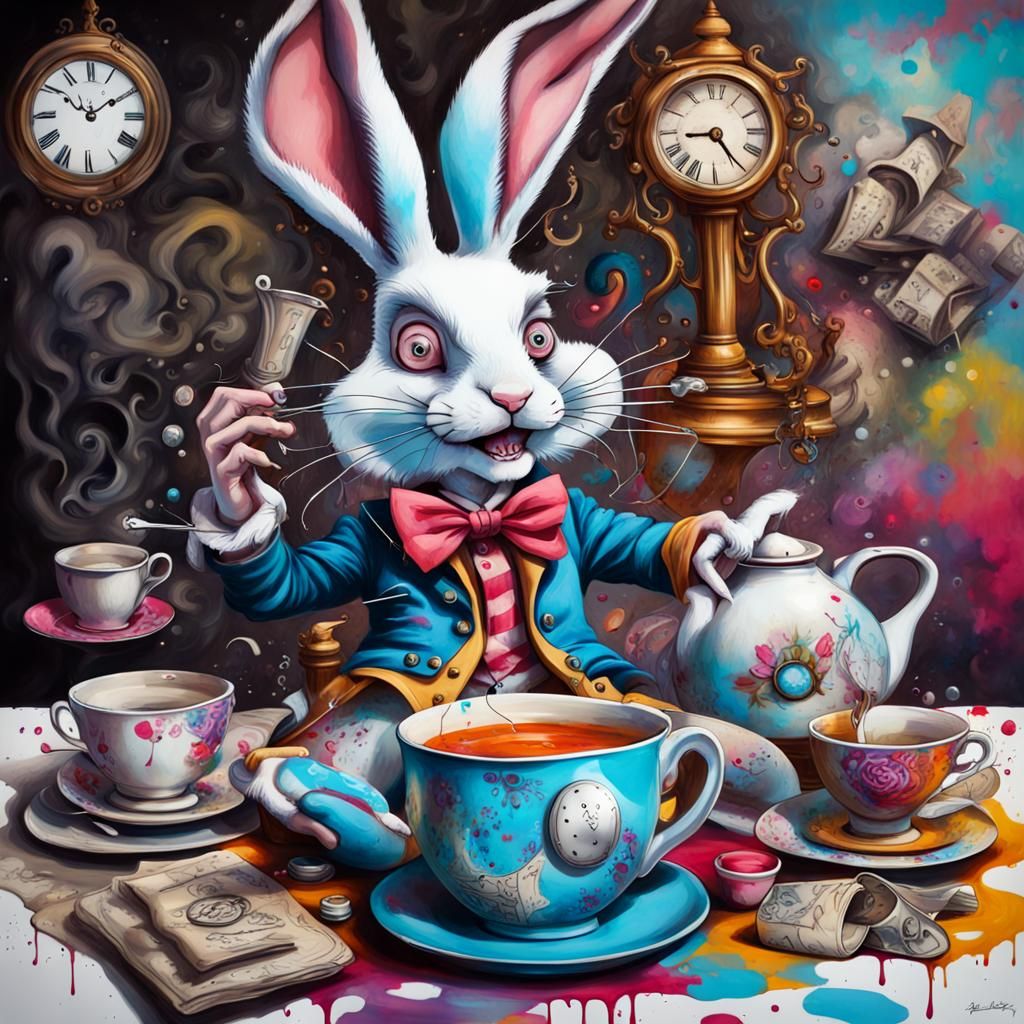 Alice in Wonderland Tea Party Graffiti Art