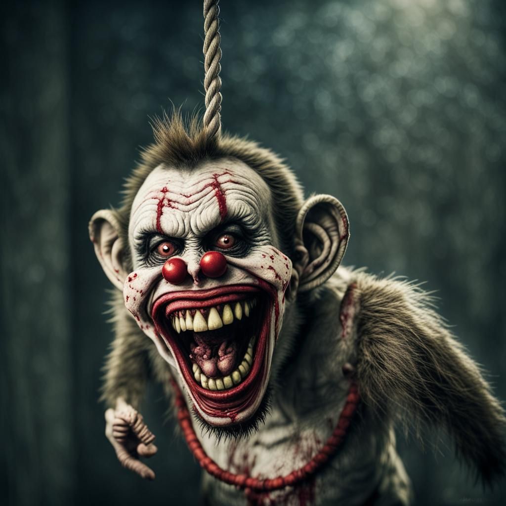 Sinister Zombie Monkey Clown Suspended
