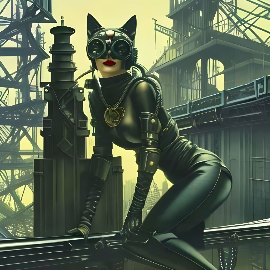 Dieselpunk Catgirl in Fantasy Manga Style