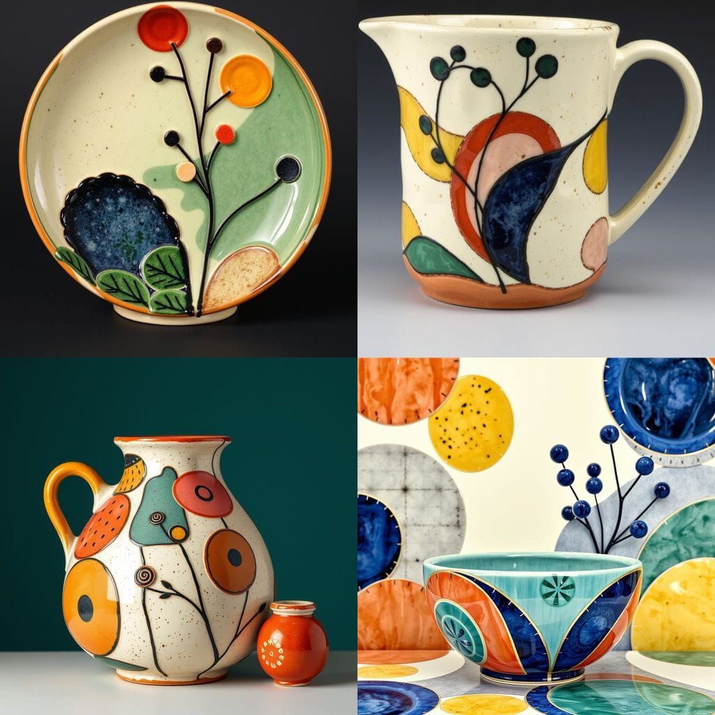 Abstract themed majolica iznec pottery