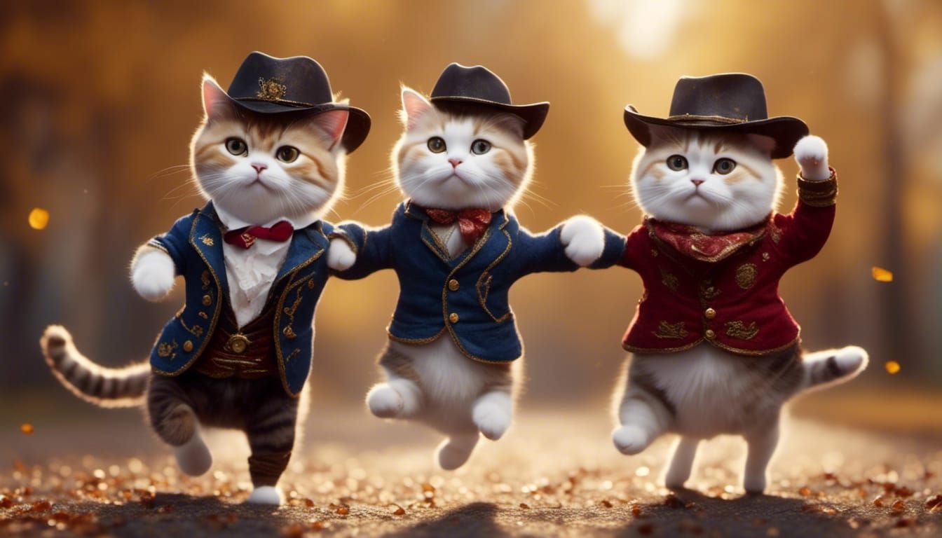 Dancing Cats: Two-Step with Cowboy Hat