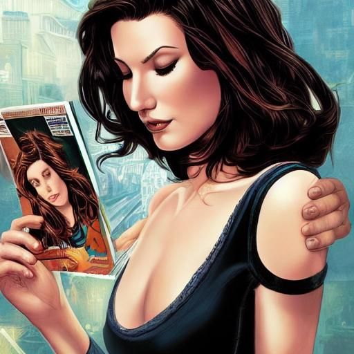 Woman with Camera: Comic Book Art Portrait