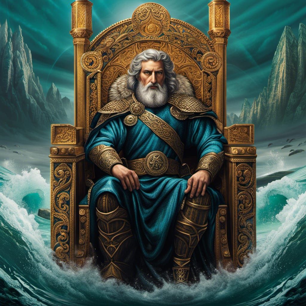Ocean King on Throne: Mythological Fusion