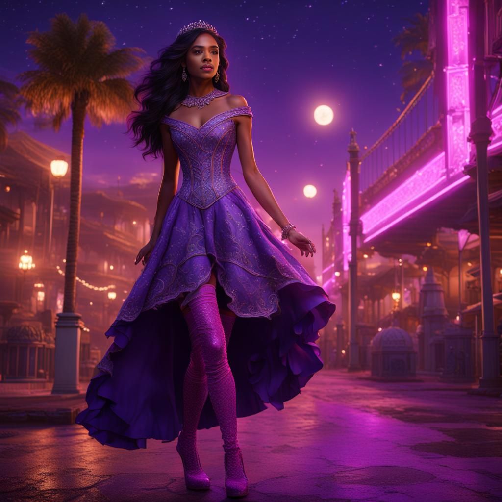 Woman in Purple Dress on Daytona Beach: Fantasy Art