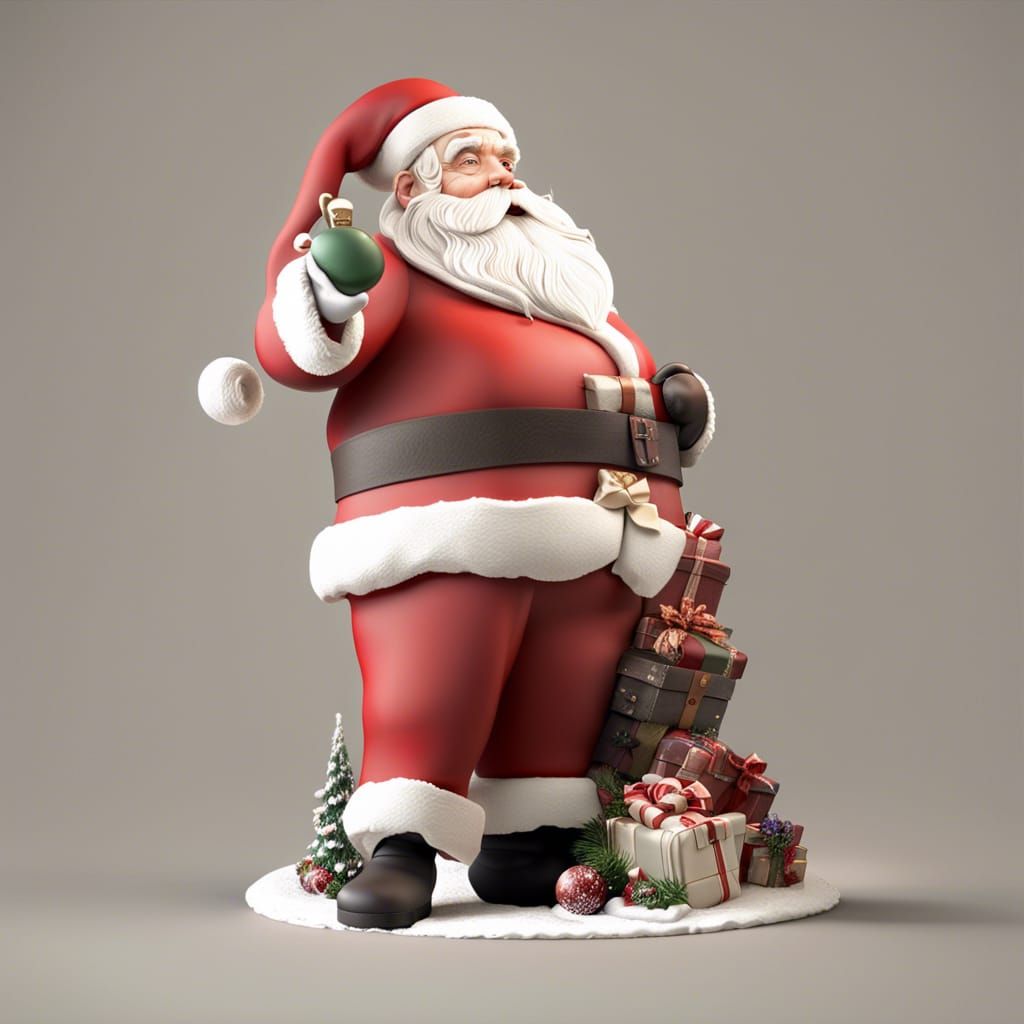 Detailed Matte Painting of Santa Claus Cake