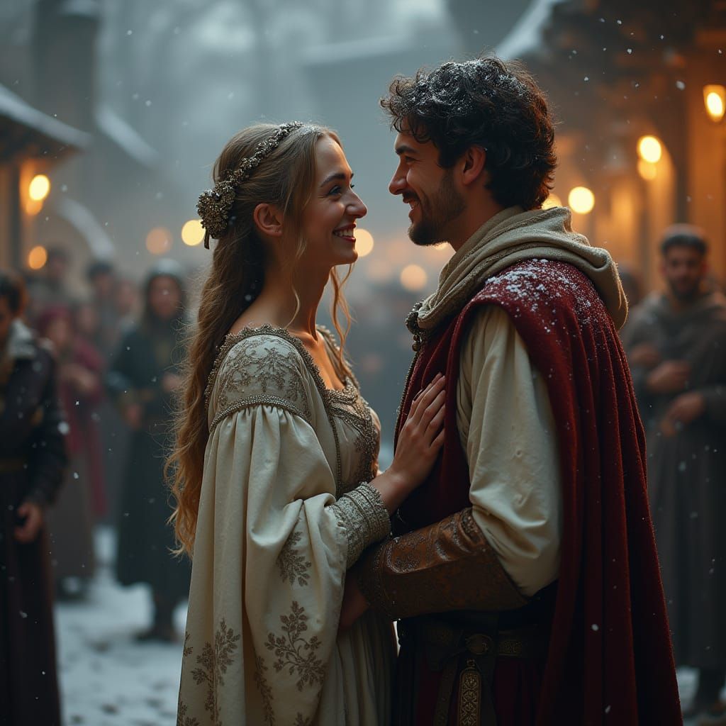 Medieval Winter Wonderland in Rich Oil Painting Style