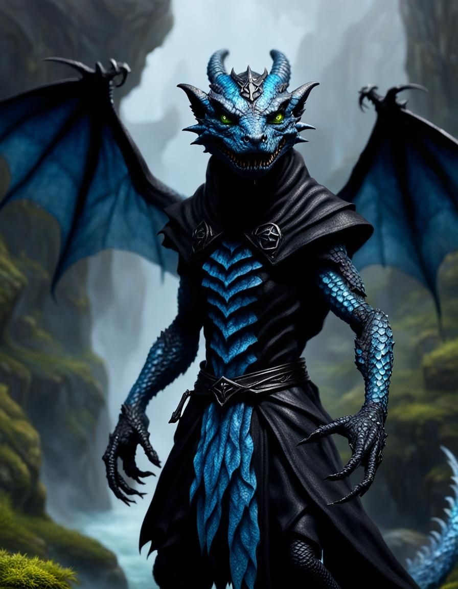 Kobold Sorcerer with Dragon Wings in Hyperdetailed Fantasy A...