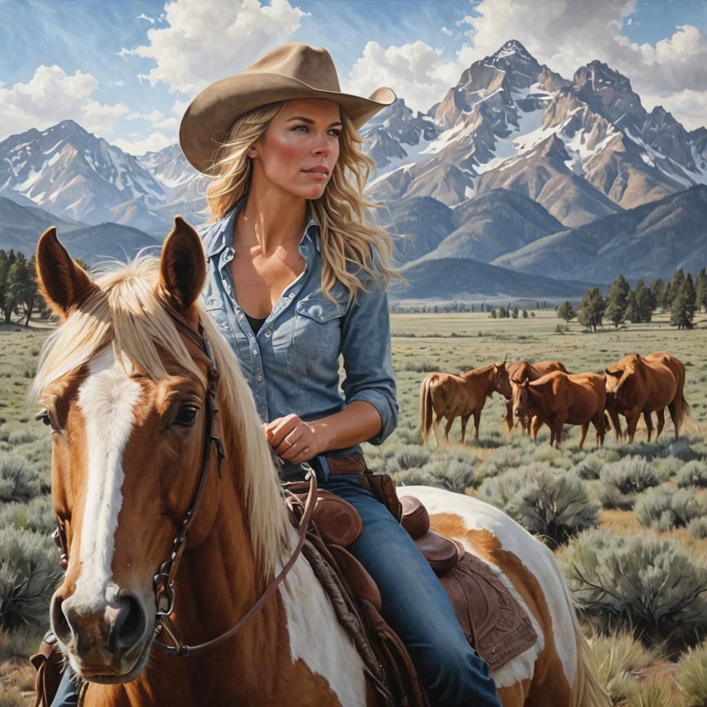 Hannah Waddingham Rides in the Sawtooth Mountains