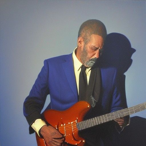 Shadow Man Plays the Blues: Oil Painting